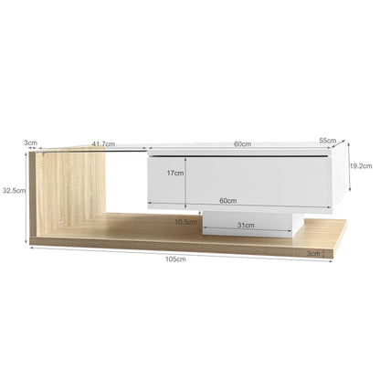 Moderne Salontafel met Geïntegreerde LED Verlichting en Glasplaat – Hoogglans & Stijlvol