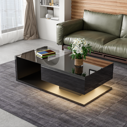 Moderne Salontafel met Geïntegreerde LED Verlichting en Glasplaat – Hoogglans & Stijlvol