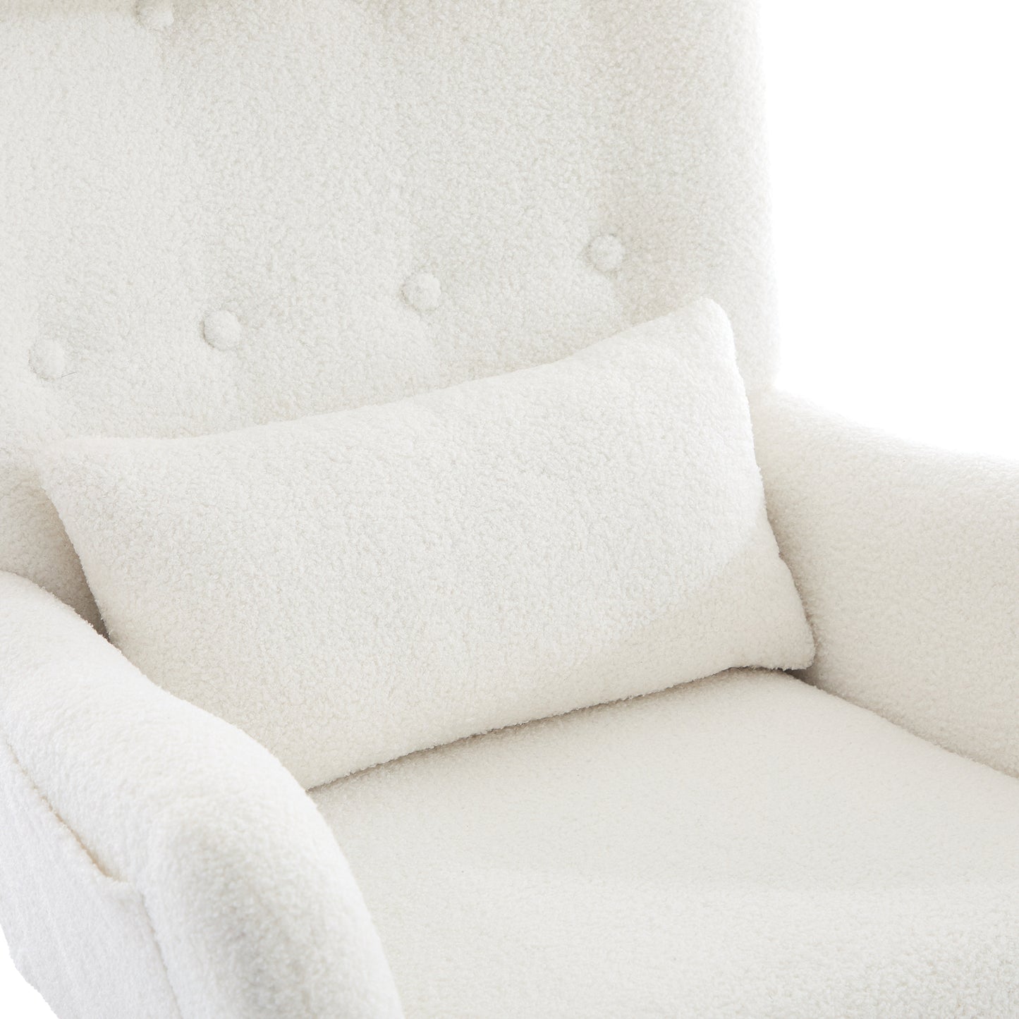 Schommelstoel met Voetenbank in Teddy Stof – Comfortabel & Tijdloos Design