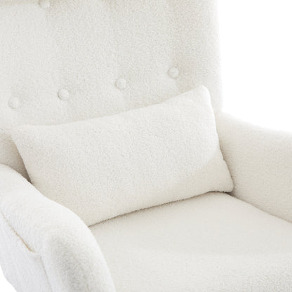 Schommelstoel met Voetenbank in Teddy Stof – Comfortabel & Tijdloos Design