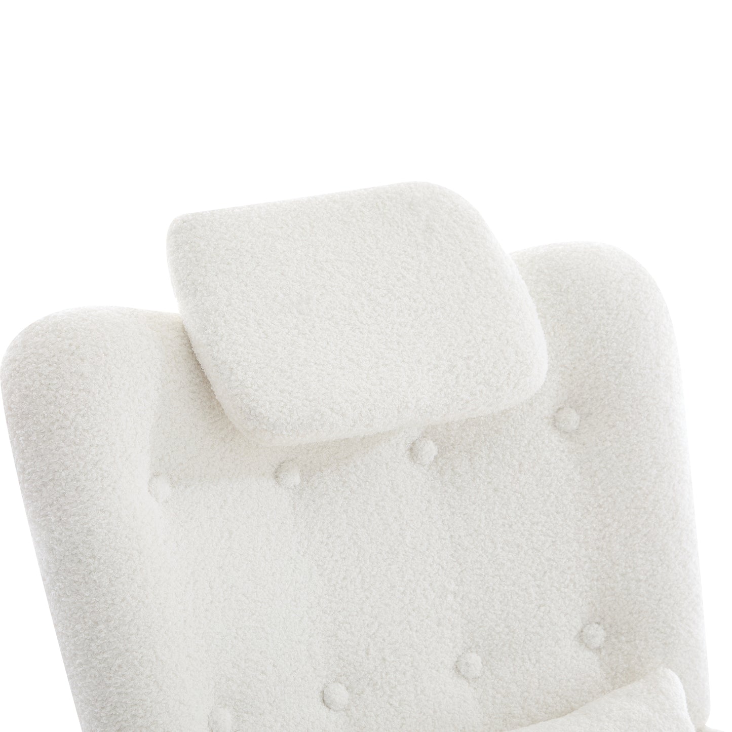 Schommelstoel met Voetenbank in Teddy Stof – Comfortabel & Tijdloos Design