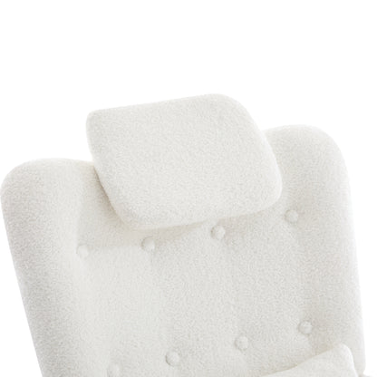 Schommelstoel met Voetenbank in Teddy Stof – Comfortabel & Tijdloos Design