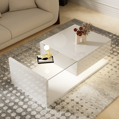 Moderne Salontafel met Geïntegreerde LED Verlichting en Glasplaat – Hoogglans & Stijlvol