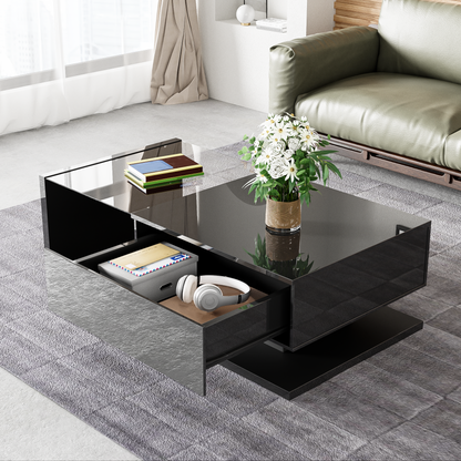 Moderne Salontafel met Geïntegreerde LED Verlichting en Glasplaat – Hoogglans & Stijlvol