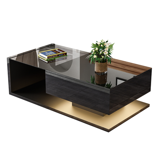 Moderne Salontafel met Geïntegreerde LED Verlichting en Glasplaat – Hoogglans & Stijlvol