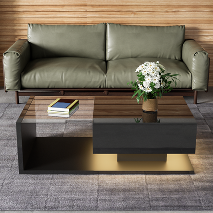 Moderne Salontafel met Geïntegreerde LED Verlichting en Glasplaat – Hoogglans & Stijlvol