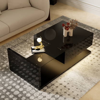 Moderne Salontafel met Geïntegreerde LED Verlichting en Glasplaat – Hoogglans & Stijlvol